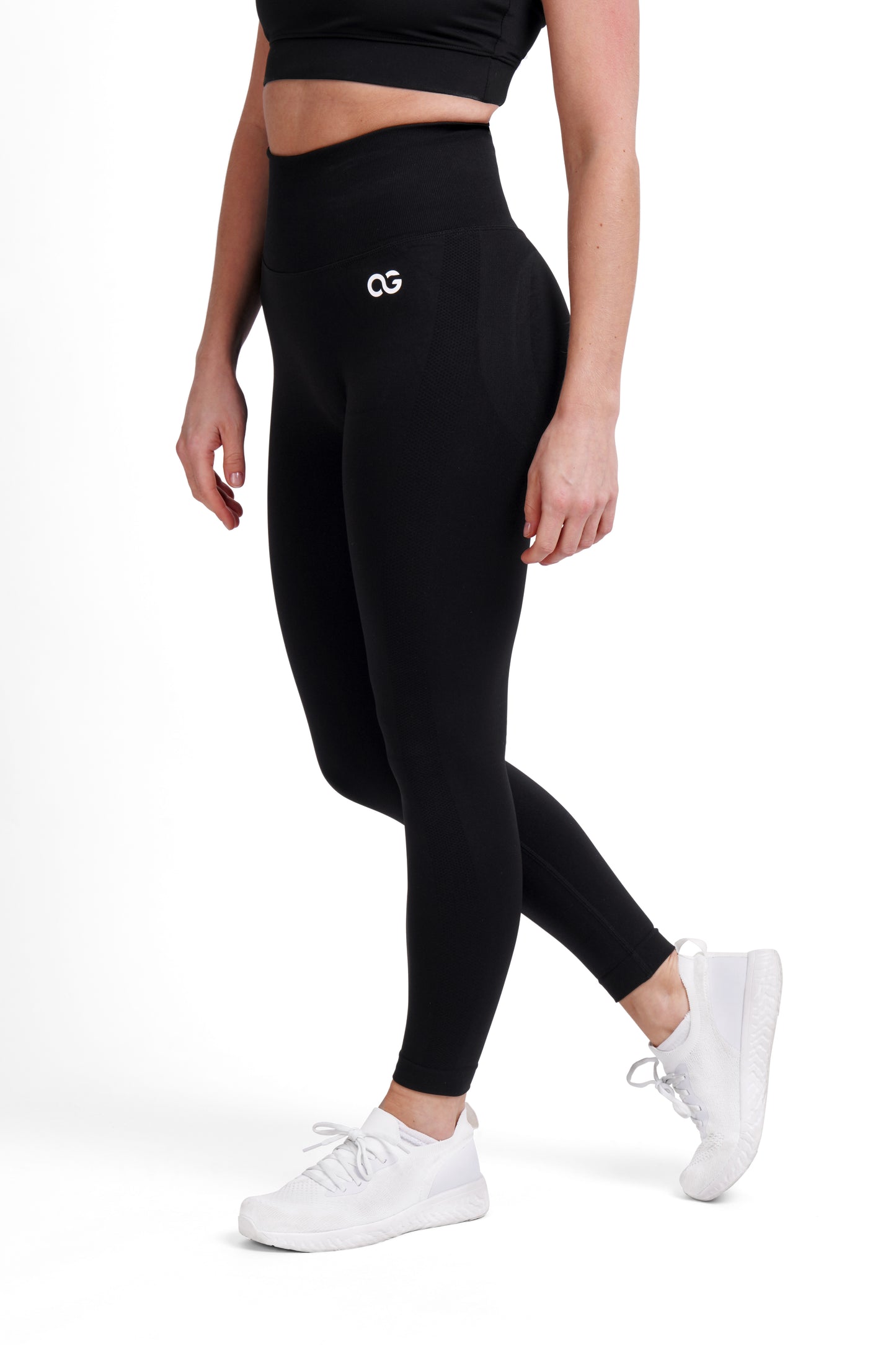 OG Women's Scrunch Seamless Leggings White Black - Back View - Original Greatness