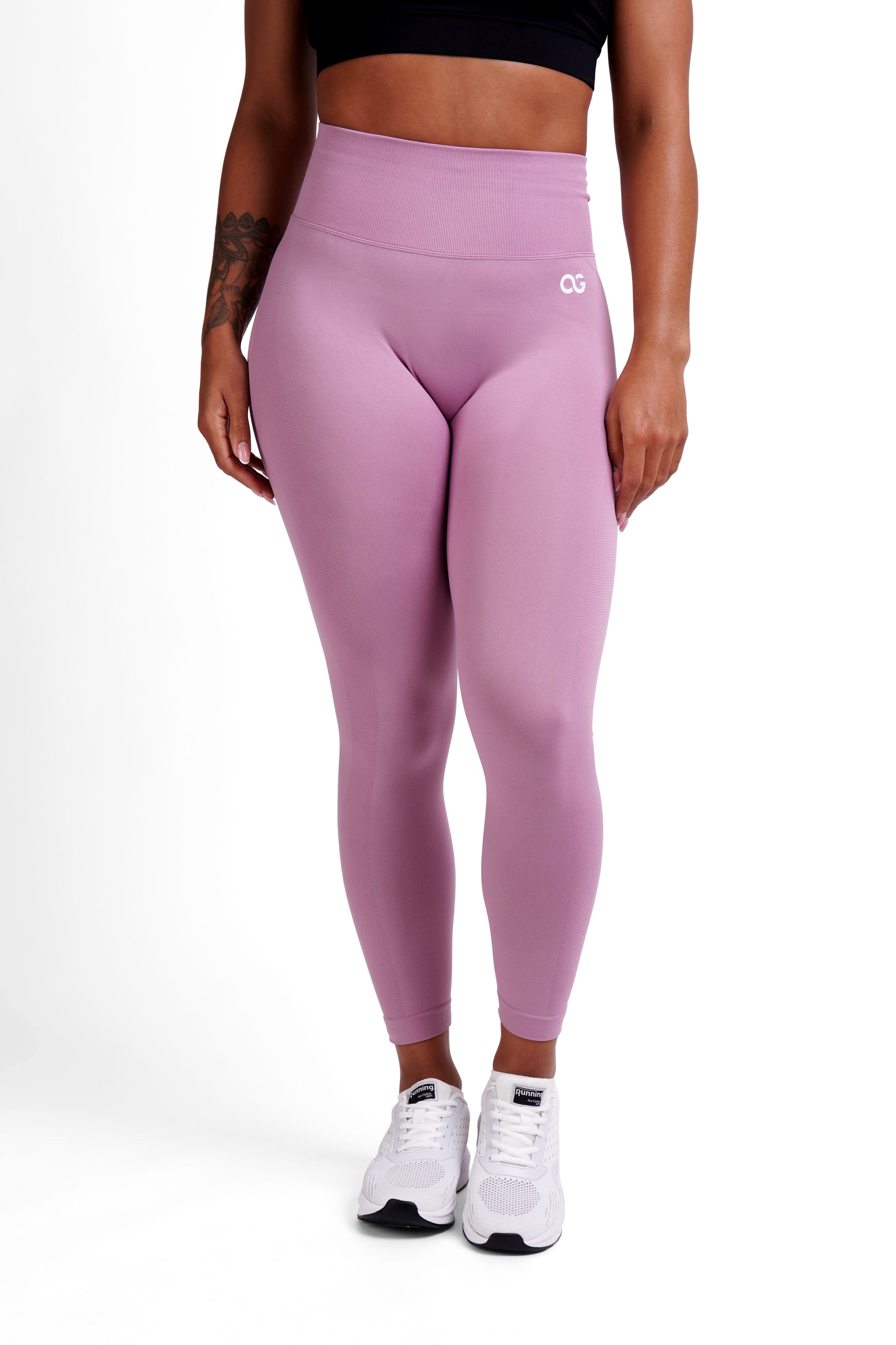 OG Women's Scrunch Seamless Leggings Black Pink - Front View - Original Greatness