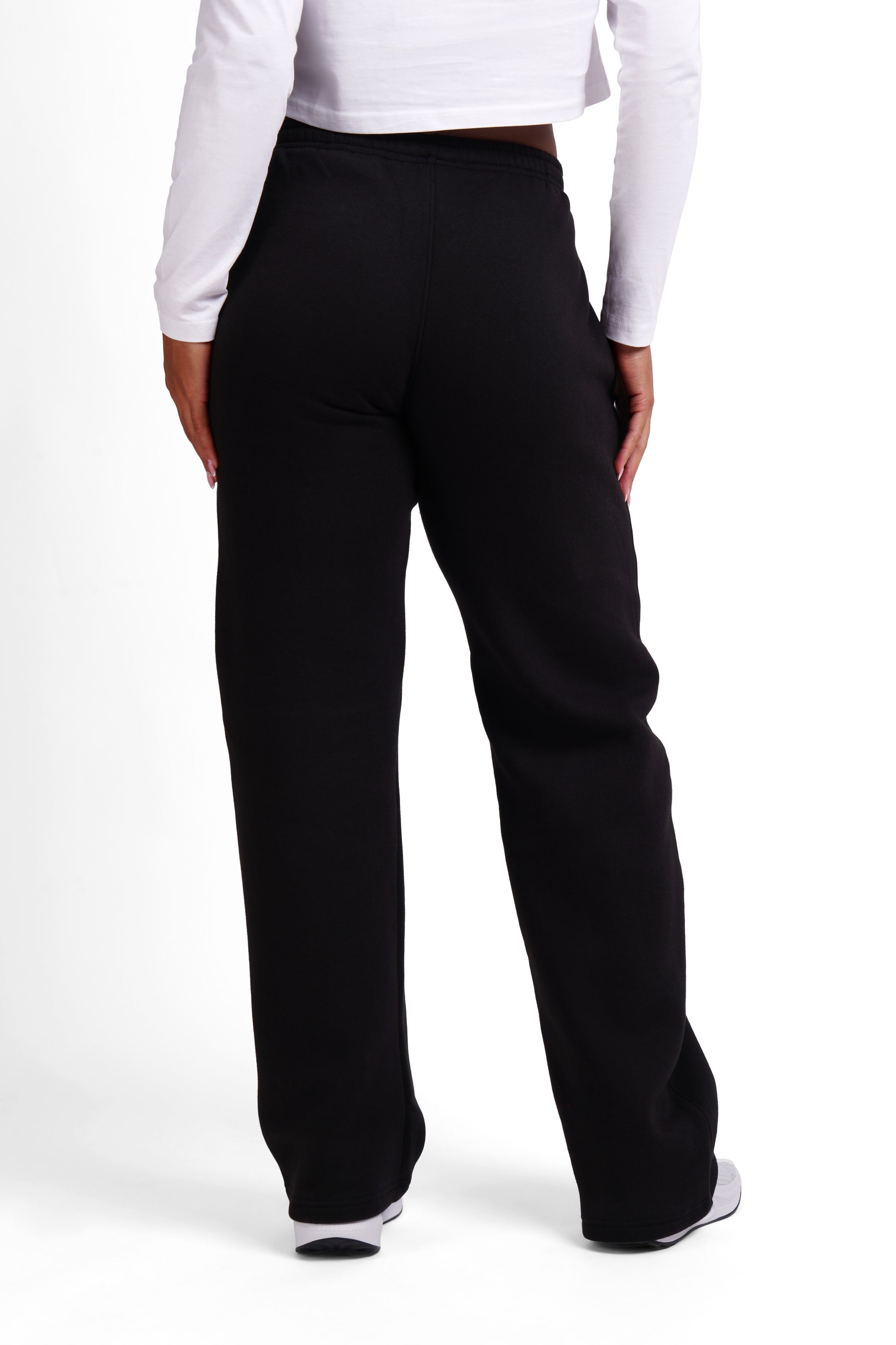 OG Women's Straight Leg Joggers Black - Back view, high waist, straight leg silhouette - Original Greatnes