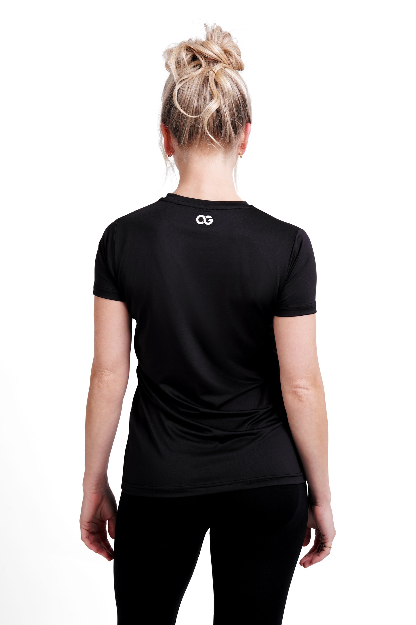 OG Women's Training Set Black Pink - Performance Tee and Seamless Leggings Back View - Original Greatness