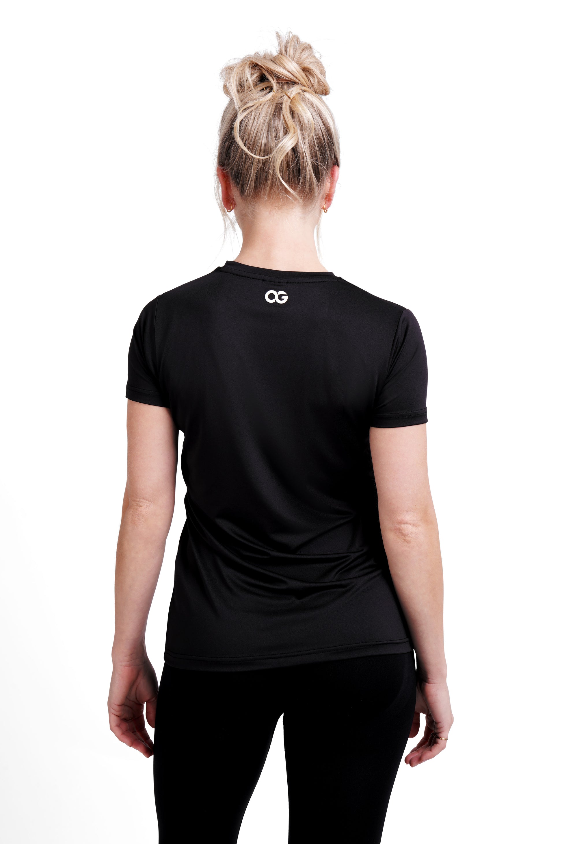 OG Women's Training Set Black Pink - Performance Tee and Seamless Leggings Back View - Original Greatness