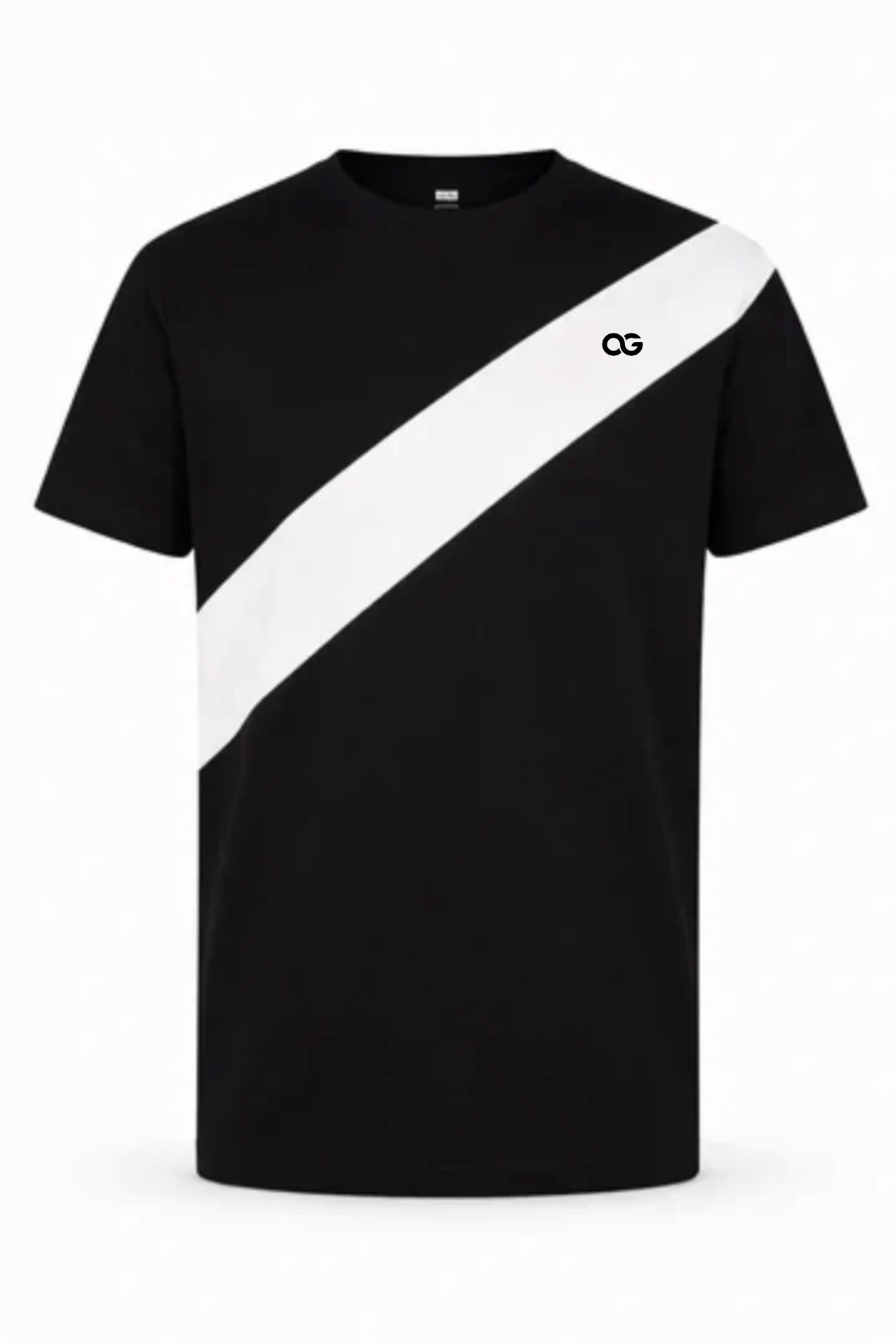OG Diagonal Stripe Tee Black White - Front View - Original Greatness