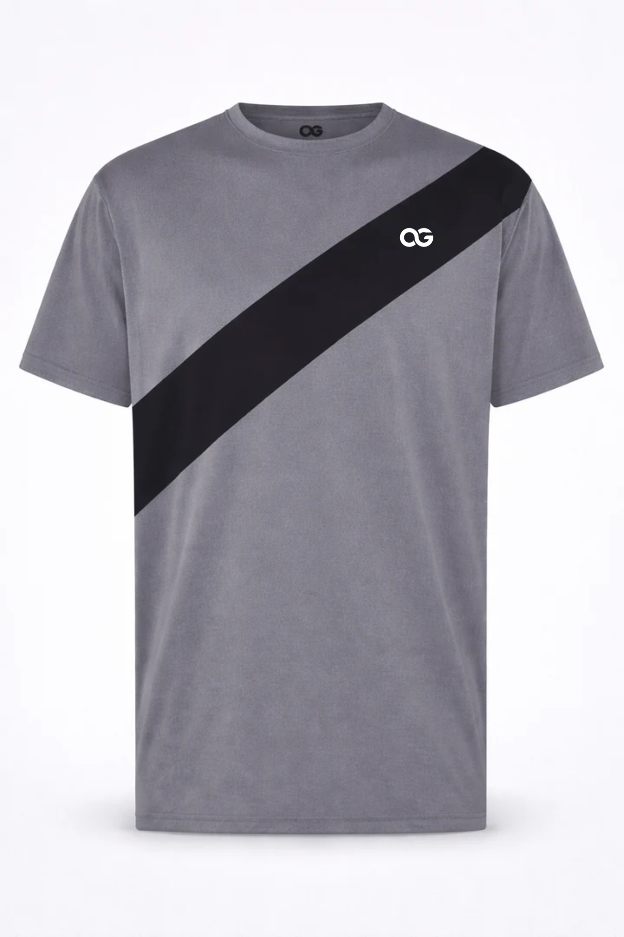 OG Diagonal Stripe Tee Grey Black - Front View - Original Greatness