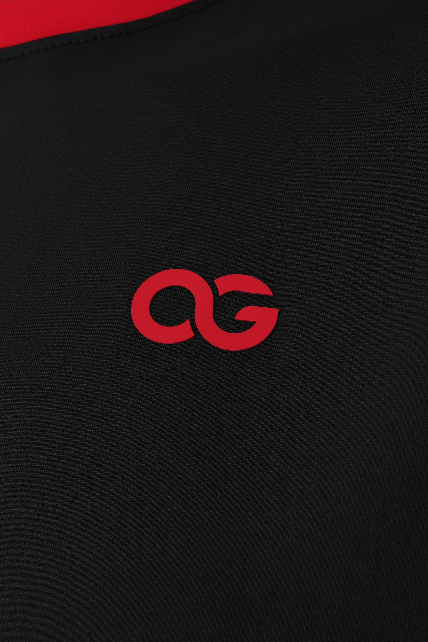 OG Performance Tee Black Red - Side View, chest logo- Original Greatness