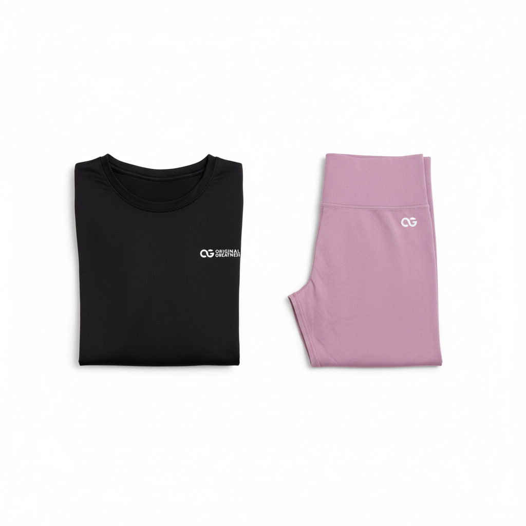 Women's Training Set Black — OG black performance tee and pink seamless leggings bundle