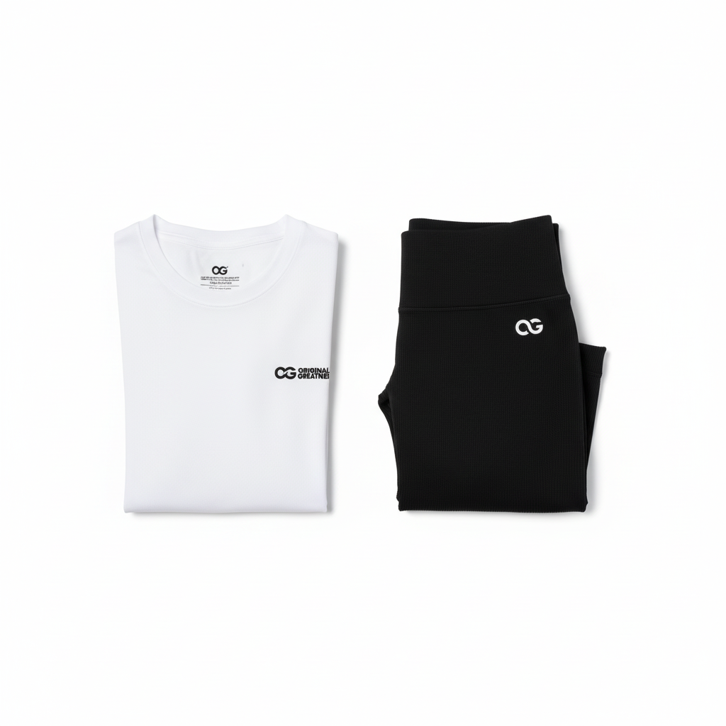 OG Women's Training Set White Black - Performance Tee and Seamless Leggings Bundle - Original Greatness
